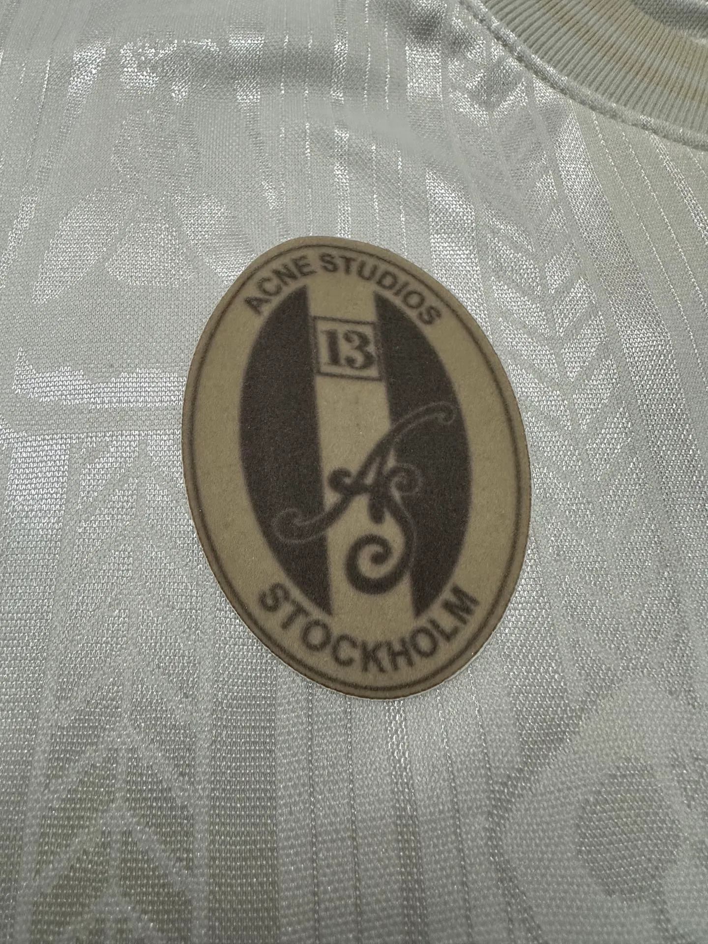 190 Acne Studios 26SS football jersey technical jacquard fabric logo long-sleeved jersey Fabric: Made of customized polyester fiber high count jacquard fabric 170g 100% cotton twill fabric g Customized hardware Thread Accessories Matching version Men's and women's Same Style Color: White Size: S M L XL